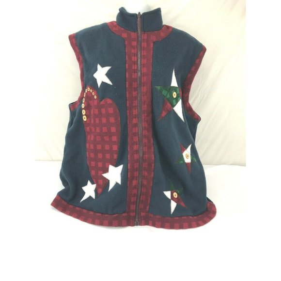 Unbranded Sweaters - Unbranded sz XL fleece vest zip front primitive country design NWOT